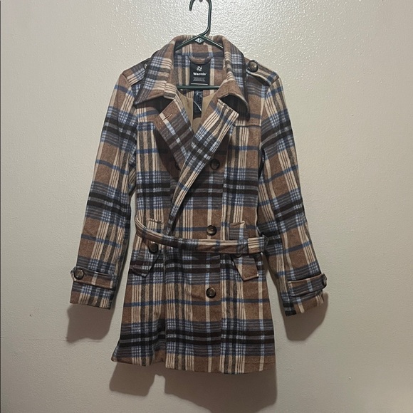 Stylish Plaid Belted Trench Coat - Picture 1 of 4
